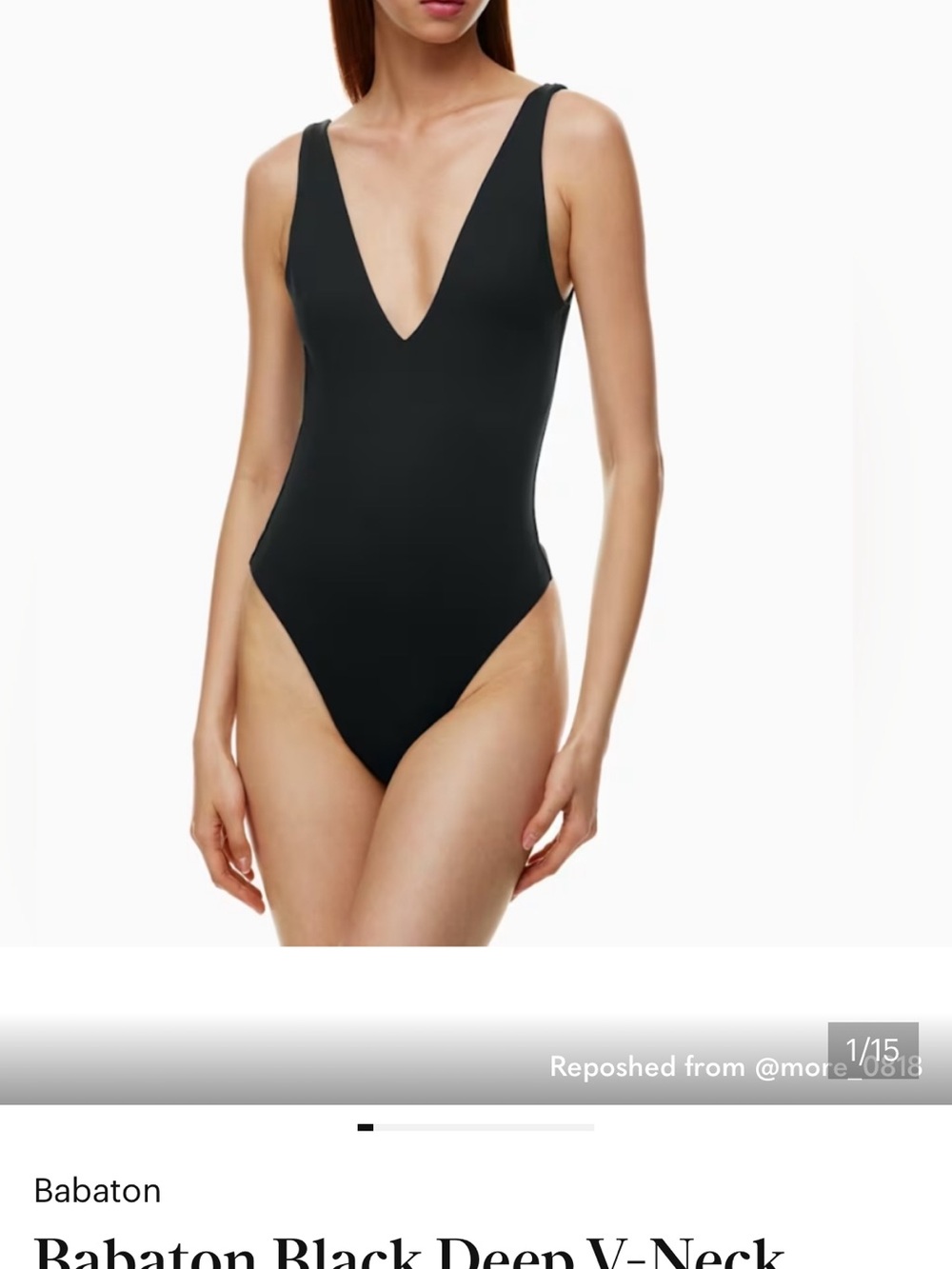 Babaton Black Deep V Swim One-Piece